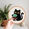 2PCS Black Cat Punch Needle Kit for Adults & Beginners – Complete DIY Embroidery Set with Hoop, Yarn & Instructions, Starter Craft Kit for Home Decor and Gifts (20×20cm)
